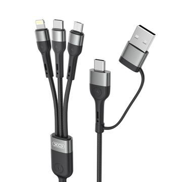 XO NB254 6-in-1 Charging Cable - USB-C, Lightning, MicroUSB, USB-A - 1.2m - Black