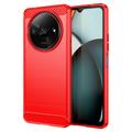 Xiaomi Redmi A3 Brushed TPU Case - Carbon Fiber - Red