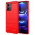 Xiaomi Redmi Note 12/Poco X5 Brushed TPU Case - Carbon Fiber - Red