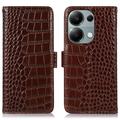 Xiaomi Redmi Note 13 Pro 4G/Poco M6 Pro Crocodile Series Wallet Leather Case with RFID - Brown