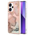 Xiaomi Redmi Note 13 Pro+ Marble Pattern Electroplated IMD TPU Case - Pink