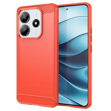 Xiaomi Redmi Note 14 Brushed TPU Case - Carbon Fiber - Red