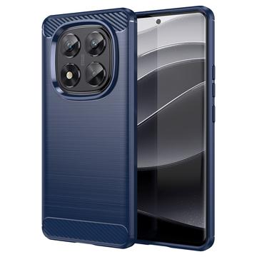 Xiaomi Redmi Note 14 Pro 5G/Poco X7 Brushed TPU Case - Carbon Fiber - Blue