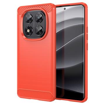 Xiaomi Redmi Note 14 Pro 5G/Poco X7 Brushed TPU Case - Carbon Fiber - Red