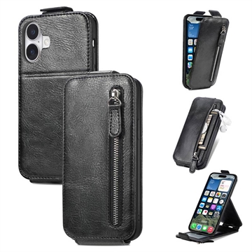 iPhone 16 Plus Zipper Pocket Vertical Flip Case