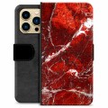 iPhone 13 Pro Max Premium Wallet Case - Red Marble