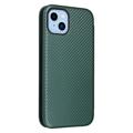iPhone 14 Max Flip Case - Carbon Fiber - Green