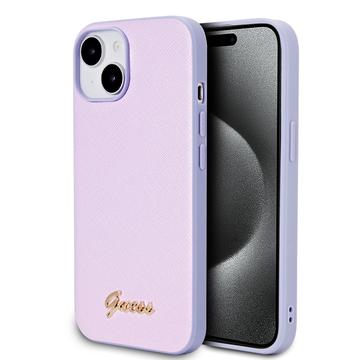 iPhone 15 Guess Iridescent Metal Script Hybrid Case - Purple
