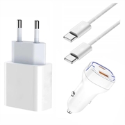 iPhone 15 Pro/15 Pro Max/16 Pro/16 Pro Max 20W Charger / Car Charger w.Cable 2m - White