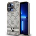 iPhone 15 Pro DKNY Checkered Pattern and Stripe Case - Beige