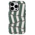 iPhone 15 Pro Stripes Detachable 2-in-1 Hybrid Case - Green / White