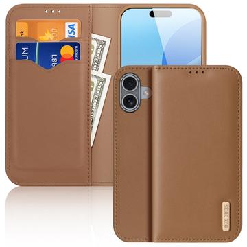 iPhone 16 Dux Ducis Hivo Wallet Leather Case - Brown