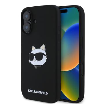 iPhone 16 Karl Lagerfeld Choupette Head Liquid Silicone MagSafe Case - Black