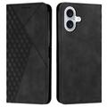 iPhone 16 Plus Rhombus Pattern Wallet Case with Magnetic Closure