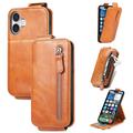 iPhone 16 Plus Zipper Pocket Vertical Flip Case