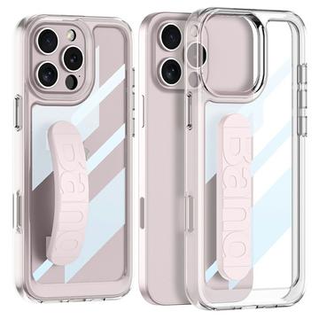 iPhone 16 Pro Clear Case with Silicone Hand Strap - Pink