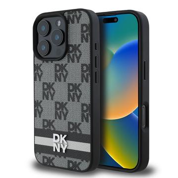 iPhone 16 Pro DKNY Checkered Pattern and Stripe Case - Black