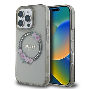 iPhone 16 Pro Guess IML Flowers Wreath Case - MagSafe Compatible