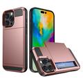 iPhone 16 Pro Hybrid Case with Slide Card Holder - Rose Gold