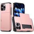 iPhone 16 Pro Hybrid Case with Sliding Card Slot - Rose Gold