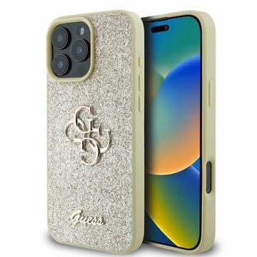 iPhone 16 Pro Max Guess Fixed Glitter 4G Metal Logo Case - Gold