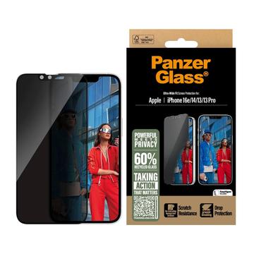 iPhone 16e/14/13/13 Pro PanzerGlass Ultra-Wide Fit Privacy EasyAligner Screen Protector - Black Edge