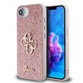 iPhone 16e Guess Fixed Glitter 4G Metal Logo Case - Pink