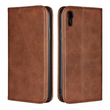 iPhone XR Retro Wallet Case with Magnetic Closure - Coffee